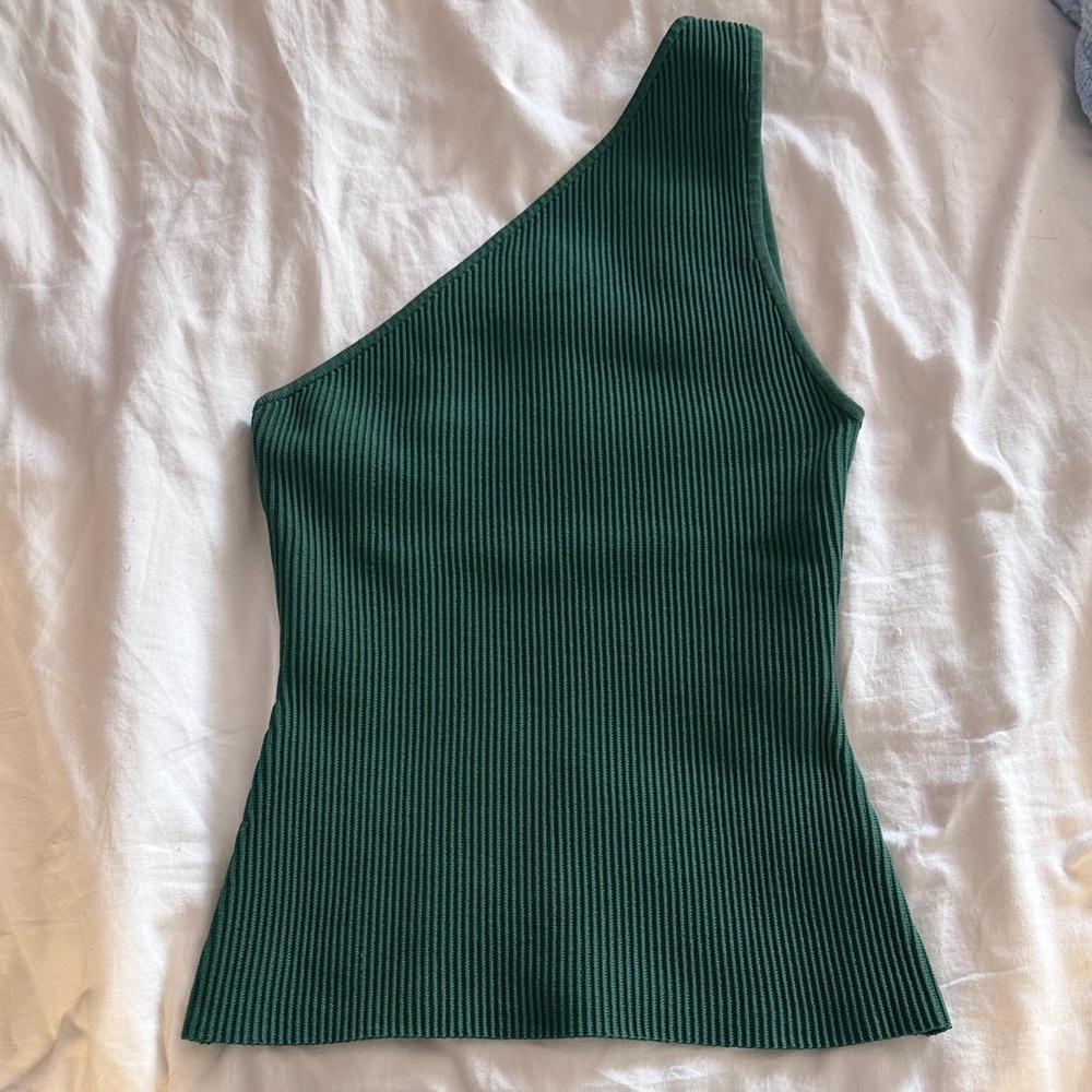 Babaton Sculpt Knit One-Shoulder Tank - Forest Green
